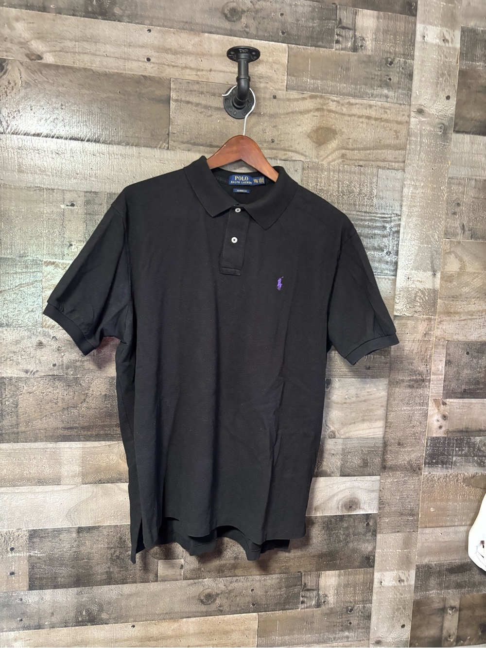 Polo by Ralph Lauren Black Polo with Purple Pony Classic Fit XXL